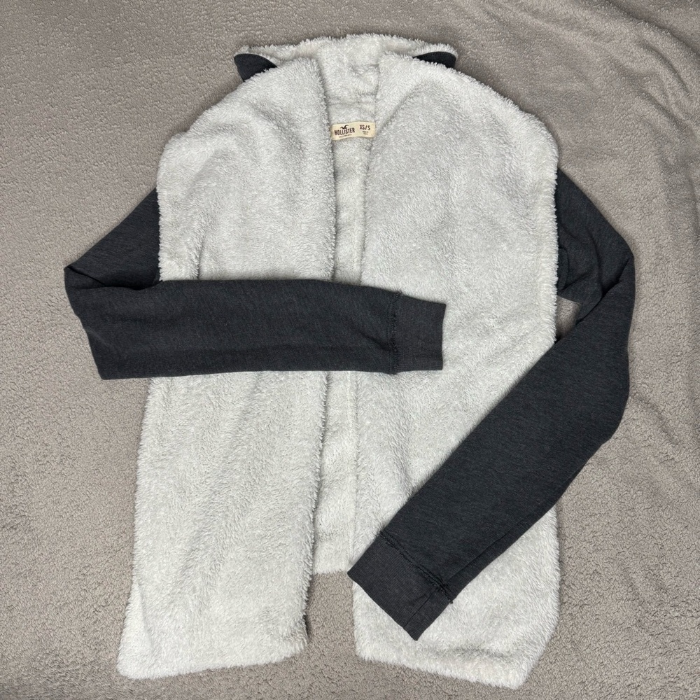 Hollister Cardigan Sweater Women's XS/S Waterfall Collar Gray Casual Relax
